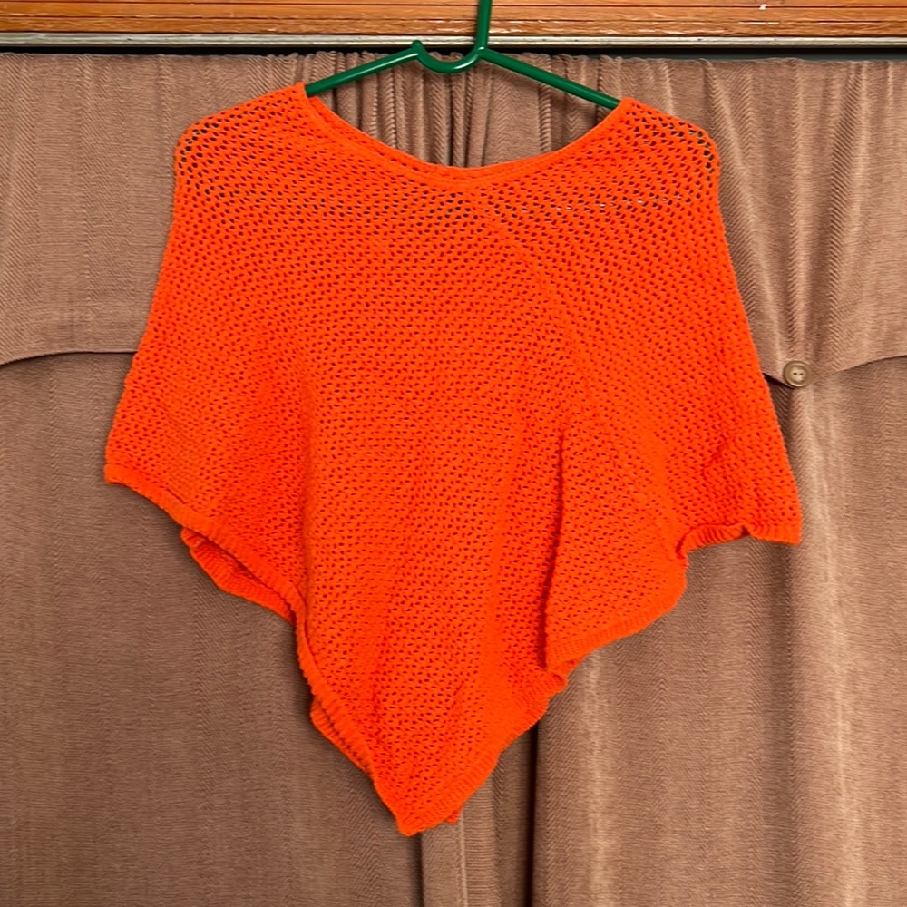 Neon orange mesh poncho